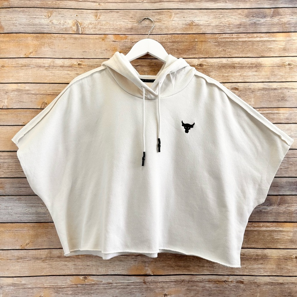 Under Armour Project Rock Fleece Short Sleeve Cropped Hoodie Sweatshirt L NWT
